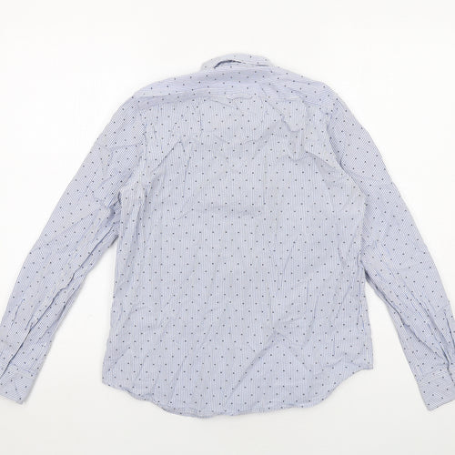 Gap Womens Blue Geometric Cotton Basic Button-Up Size XS Collared