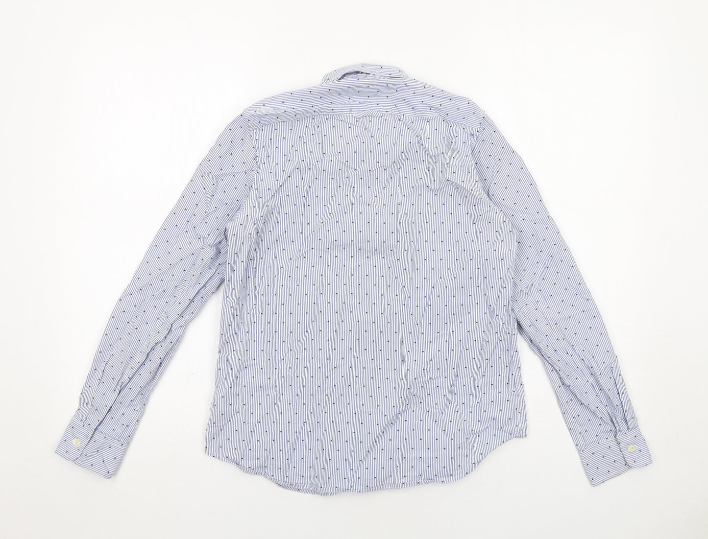 Gap Womens Blue Geometric Cotton Basic Button-Up Size XS Collared