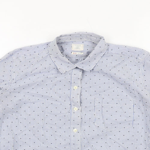 Gap Womens Blue Geometric Cotton Basic Button-Up Size XS Collared