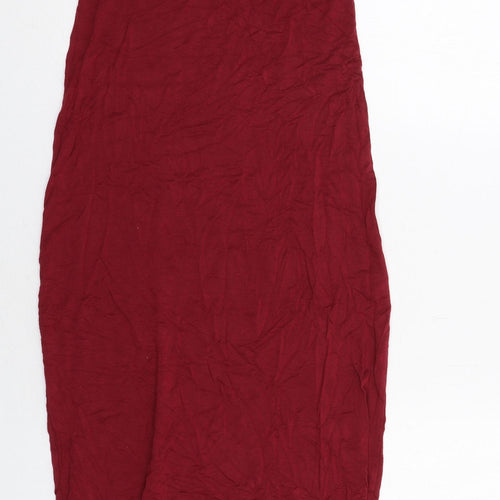 Boohoo Womens Red Viscose Tank Dress Size 10 Scoop Neck Pullover