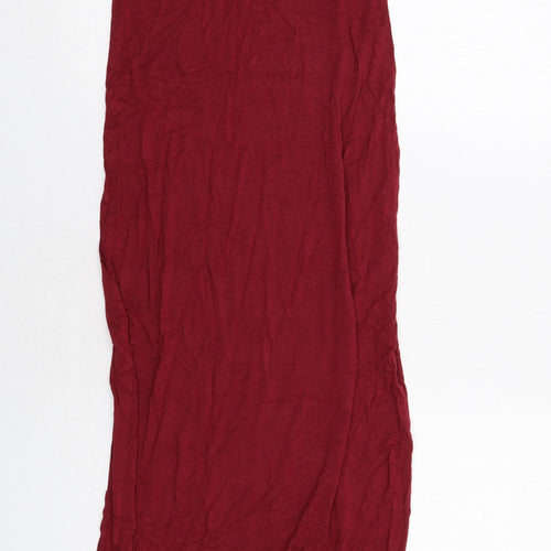 Boohoo Womens Red Viscose Tank Dress Size 10 Scoop Neck Pullover