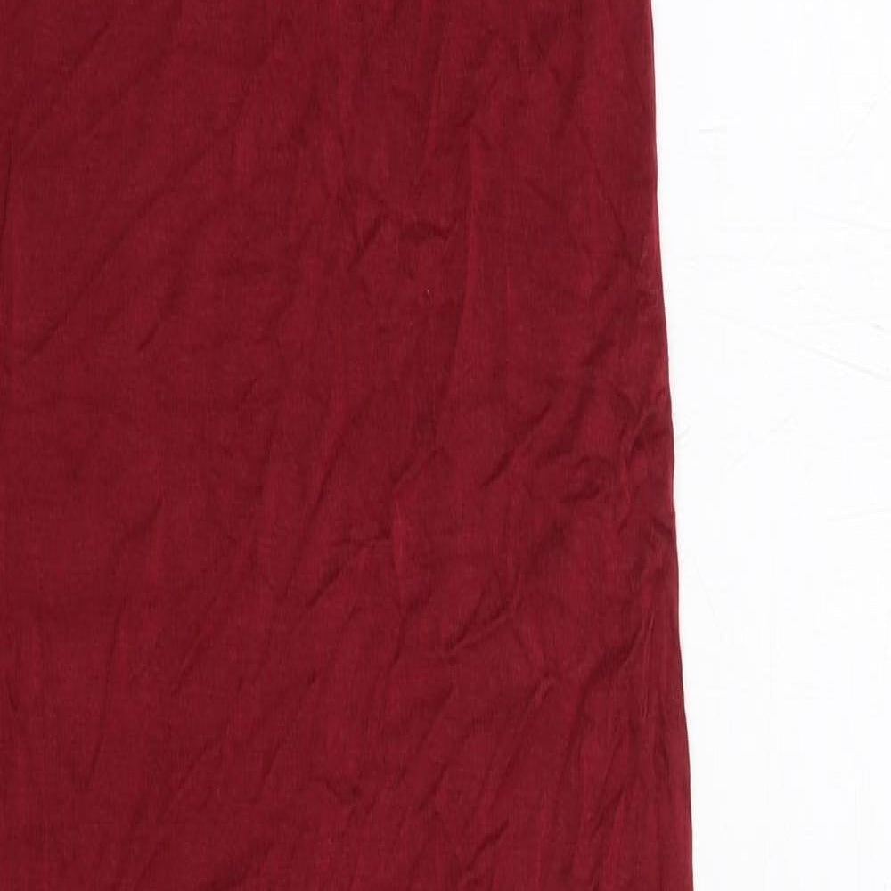 Boohoo Womens Red Viscose Tank Dress Size 10 Scoop Neck Pullover