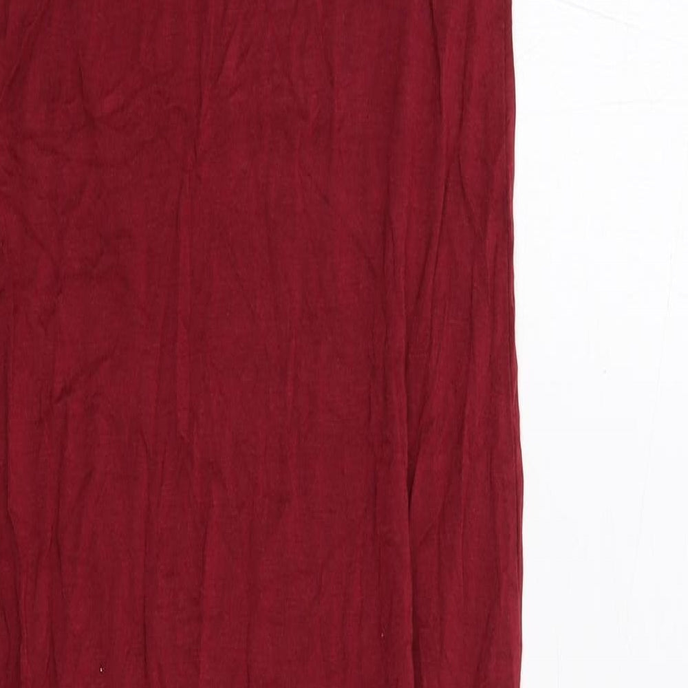 Boohoo Womens Red Viscose Tank Dress Size 10 Scoop Neck Pullover