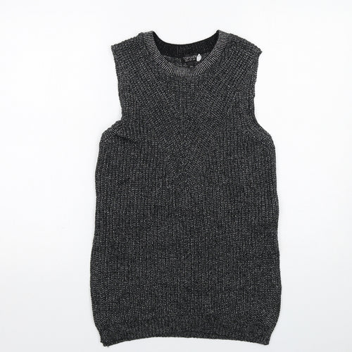 Topshop Womens Black Round Neck Acrylic Pullover Jumper Size 8