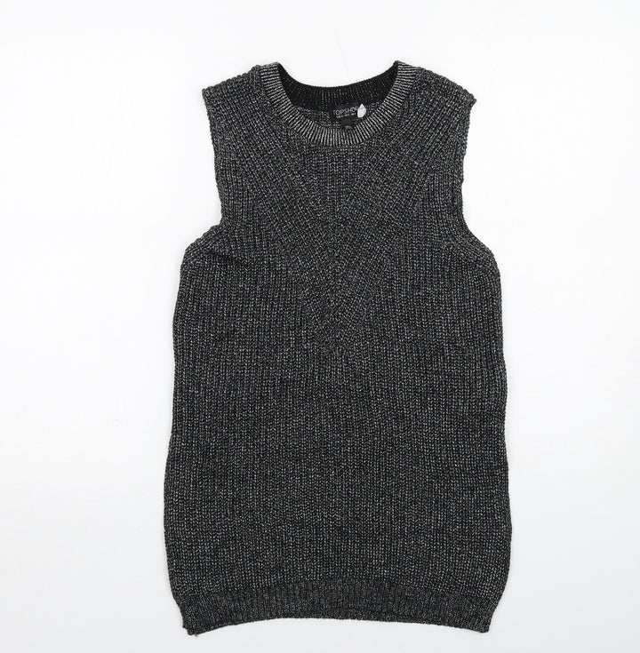 Topshop Womens Black Round Neck Acrylic Pullover Jumper Size 8