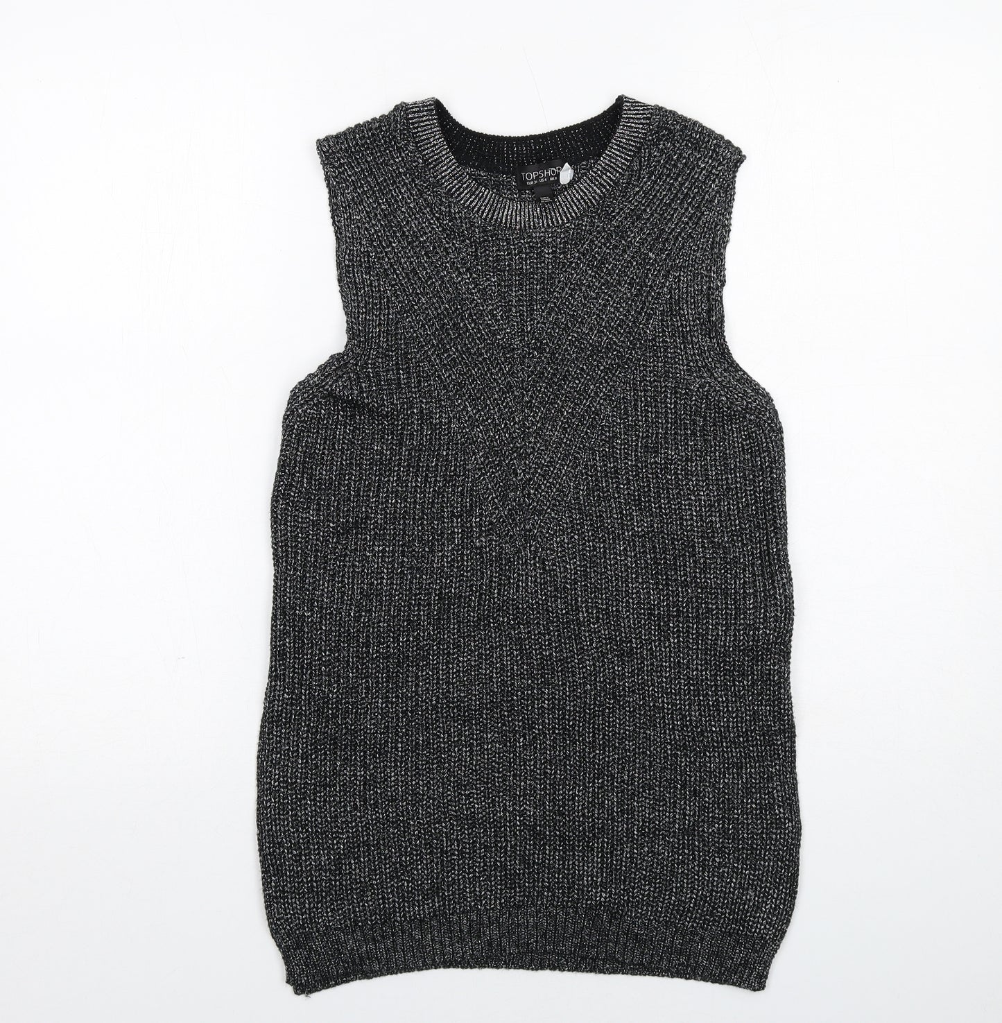 Topshop Womens Black Round Neck Acrylic Pullover Jumper Size 8
