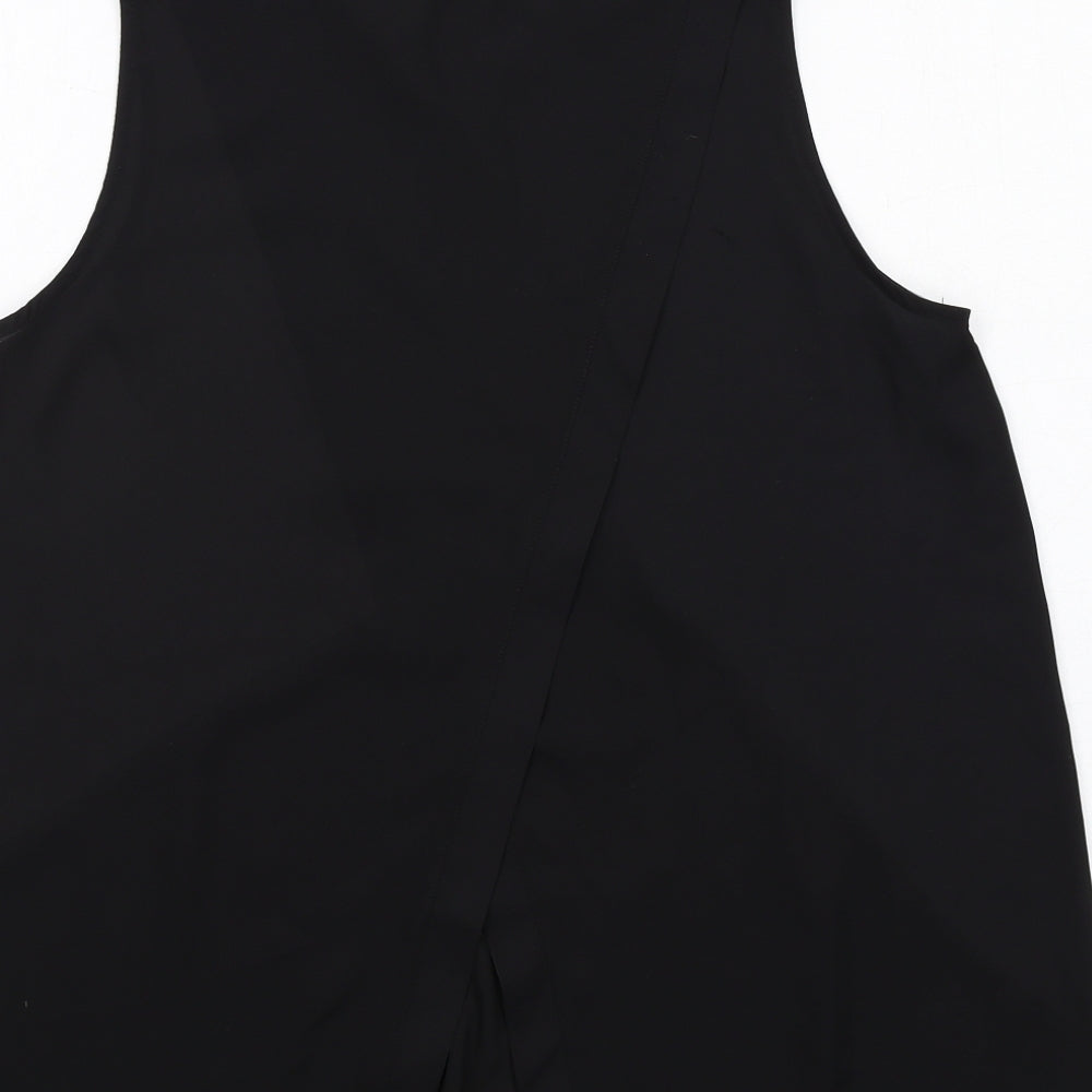 Select Womens Black Polyester Basic Tank Size 14 Round Neck