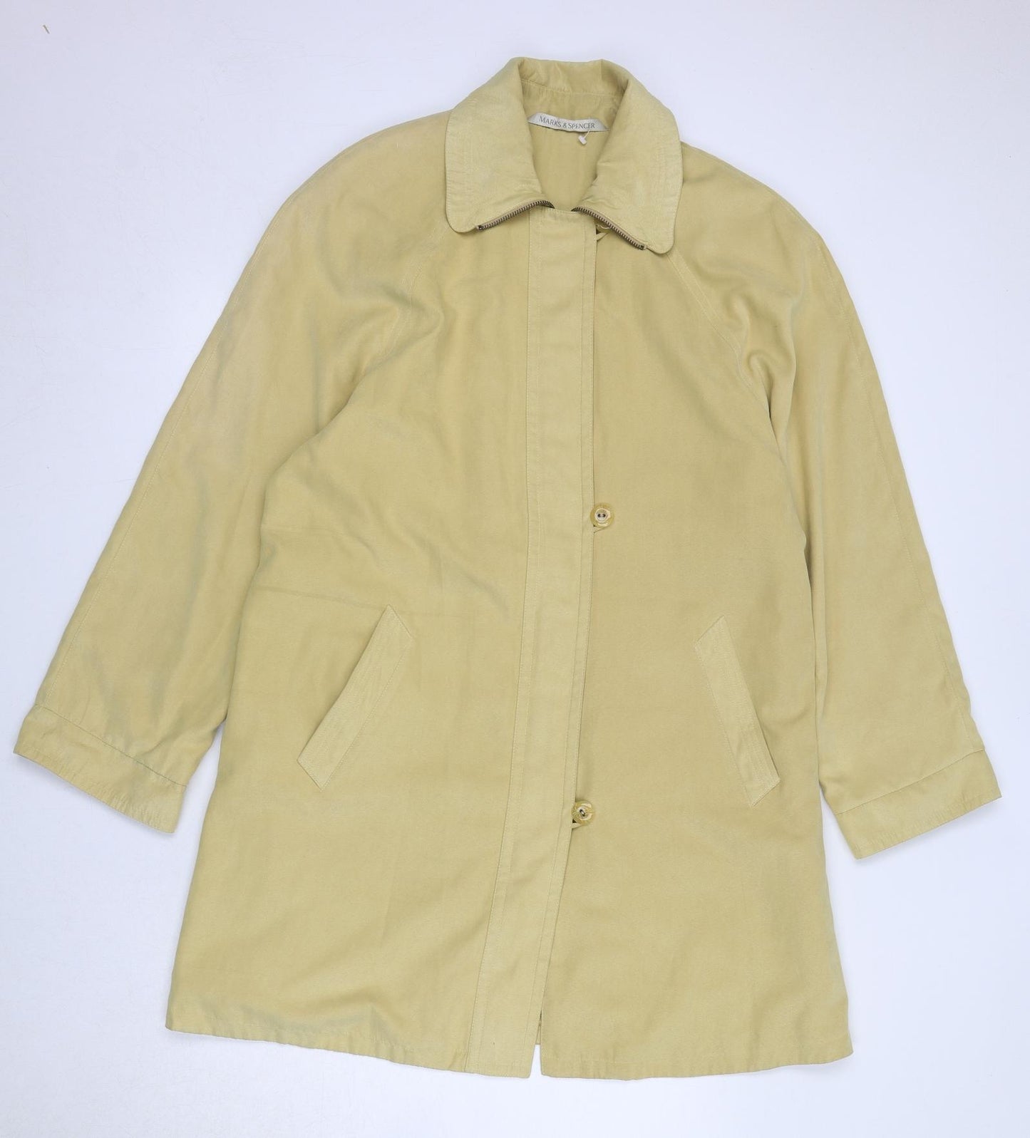 St Michael Womens Yellow Overcoat Coat Size 14 Zip