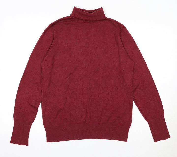 St Bernard Womens Red Roll Neck Viscose Pullover Jumper Size L