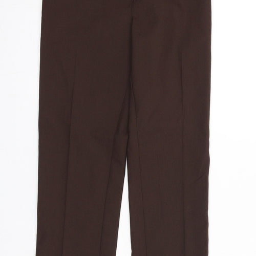 Marks and Spencer Boys Brown Polyester Chino Trousers Size 8-9 Years L22 in Regular Zip
