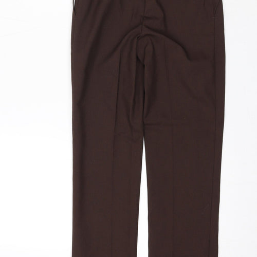 Marks and Spencer Boys Brown Polyester Chino Trousers Size 8-9 Years L22 in Regular Zip
