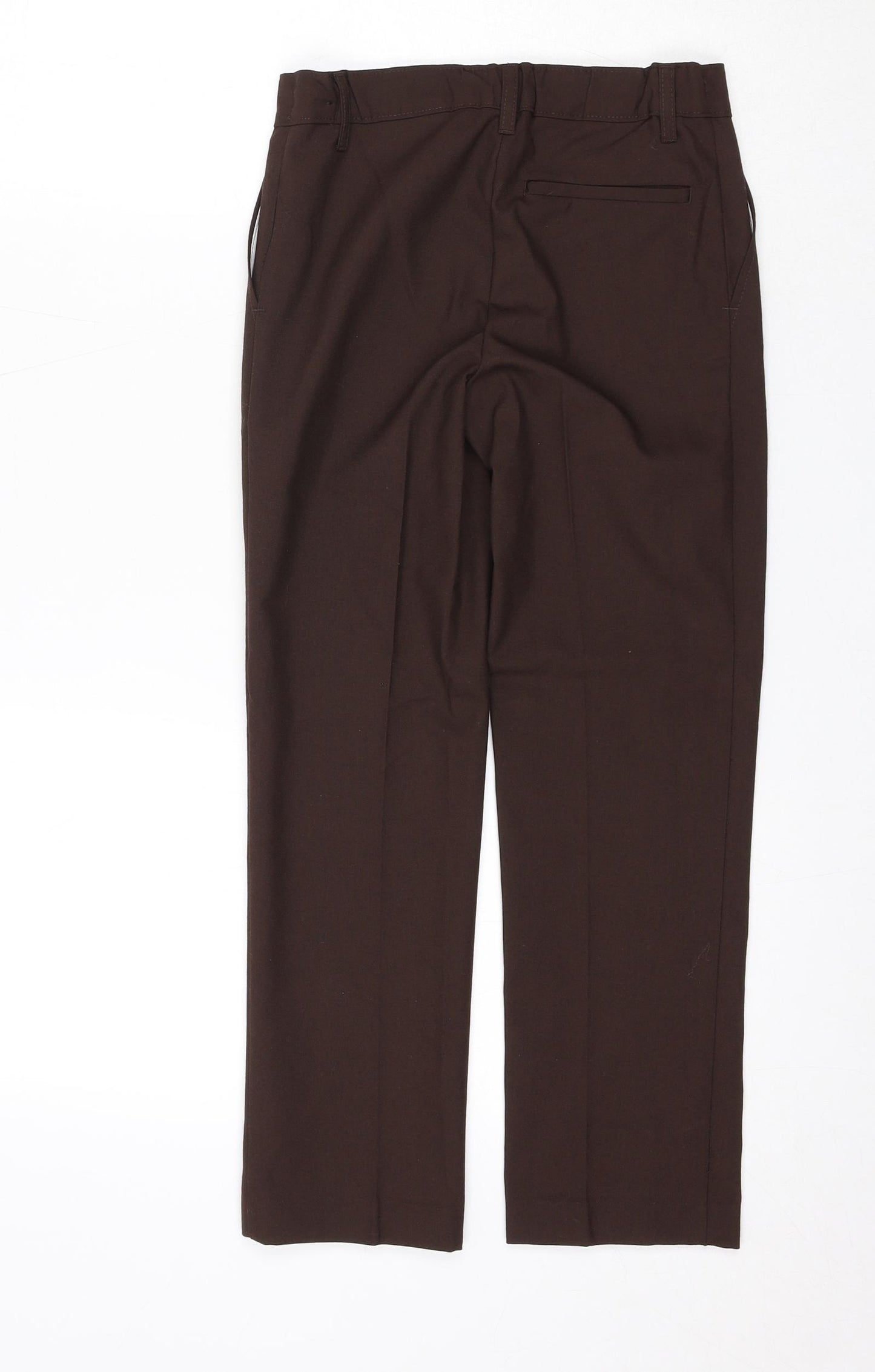 Marks and Spencer Boys Brown Polyester Chino Trousers Size 8-9 Years L22 in Regular Zip