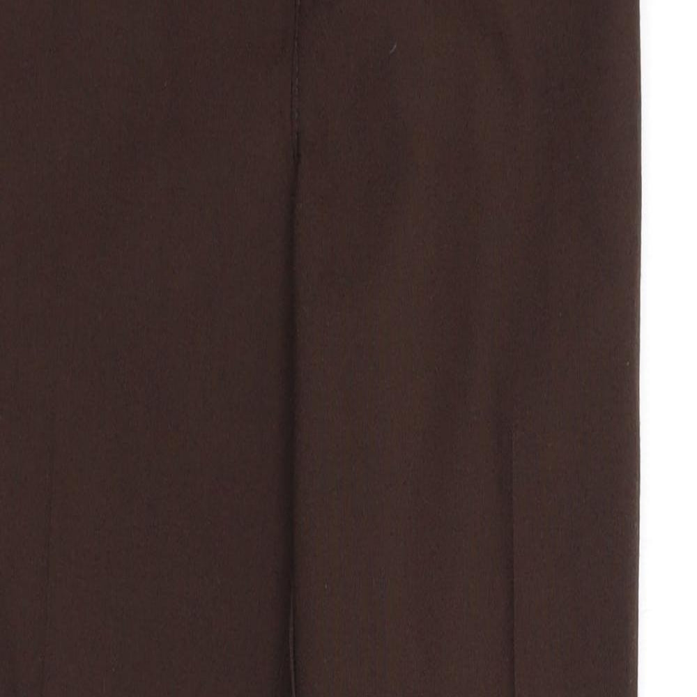 Marks and Spencer Boys Brown Polyester Chino Trousers Size 8-9 Years L22 in Regular Zip