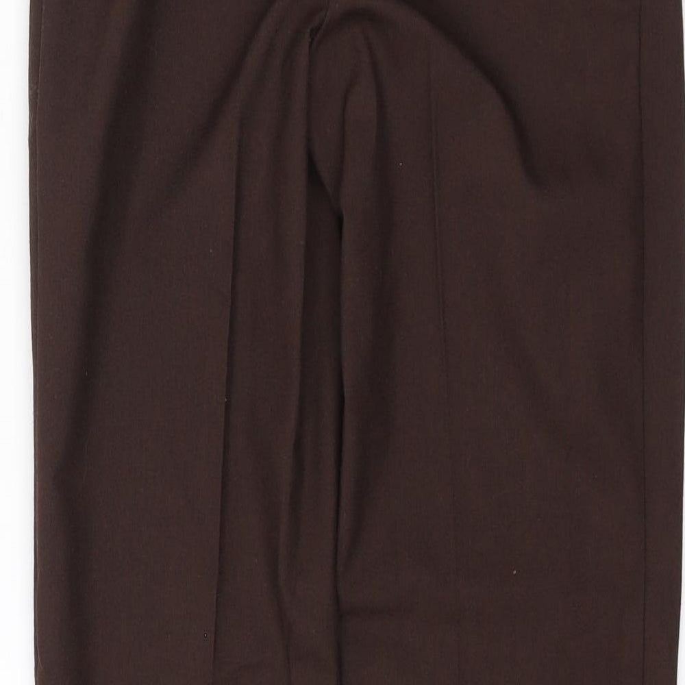 Marks and Spencer Boys Brown Polyester Chino Trousers Size 8-9 Years L22 in Regular Zip
