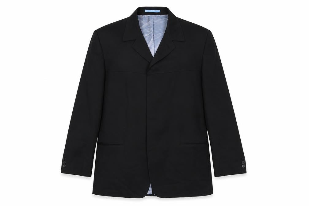 Front view of Burton men’s black polyester jacket blazer, size 44, regular