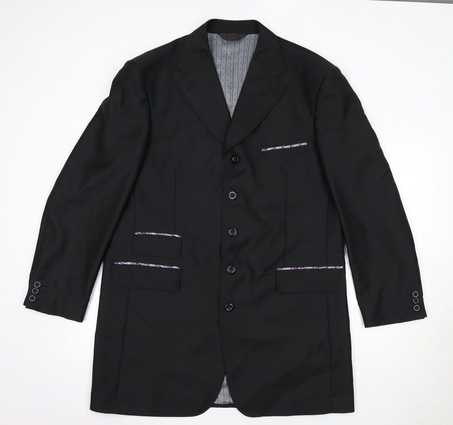 Pallini Mens Black Polyester Jacket Blazer Size 48 Regular - Longline