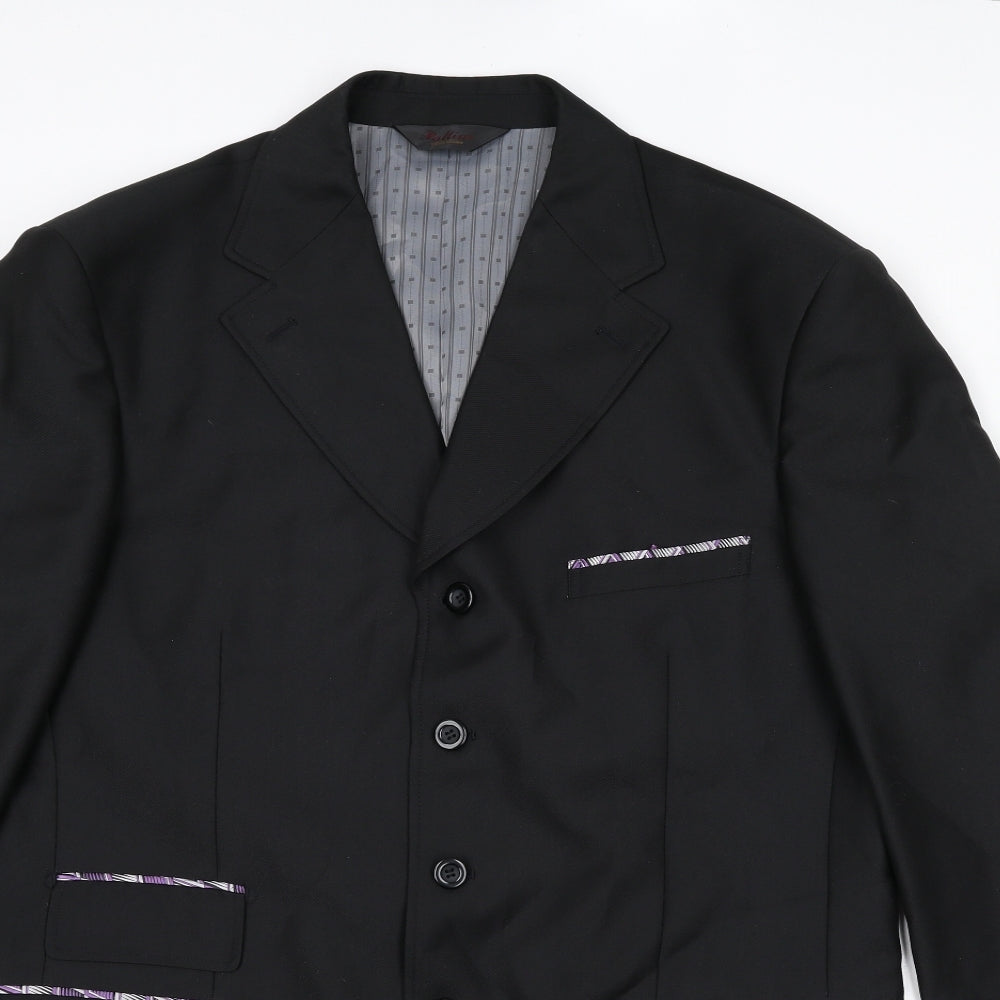 Pallini Mens Black Polyester Jacket Blazer Size 48 Regular - Longline