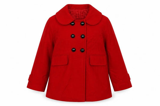 Front view of French Connection women’s red jacket, size UK 8, button