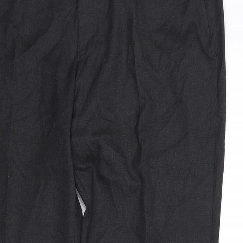 Moss Mens Grey Polyester Trousers Size 38 in L30 in Regular Zip