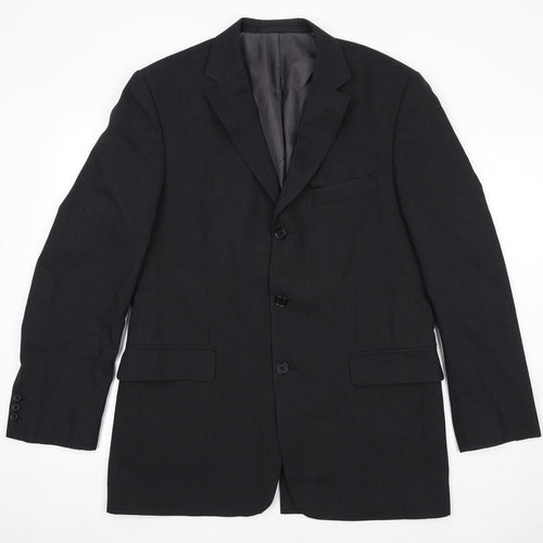 Marks and Spencer Mens Black Polyester Jacket Suit Jacket Size 40 Regular