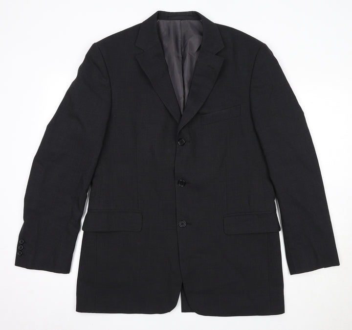 Marks and Spencer Mens Black Polyester Jacket Suit Jacket Size 40 Regular