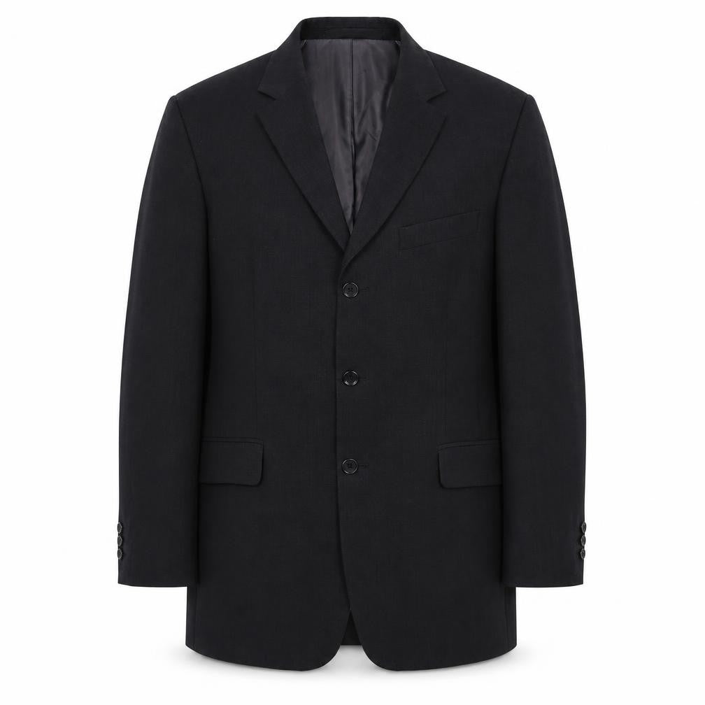 Front view of Marks & Spencer men’s black polyester jacket suit jacket, size 40, regular