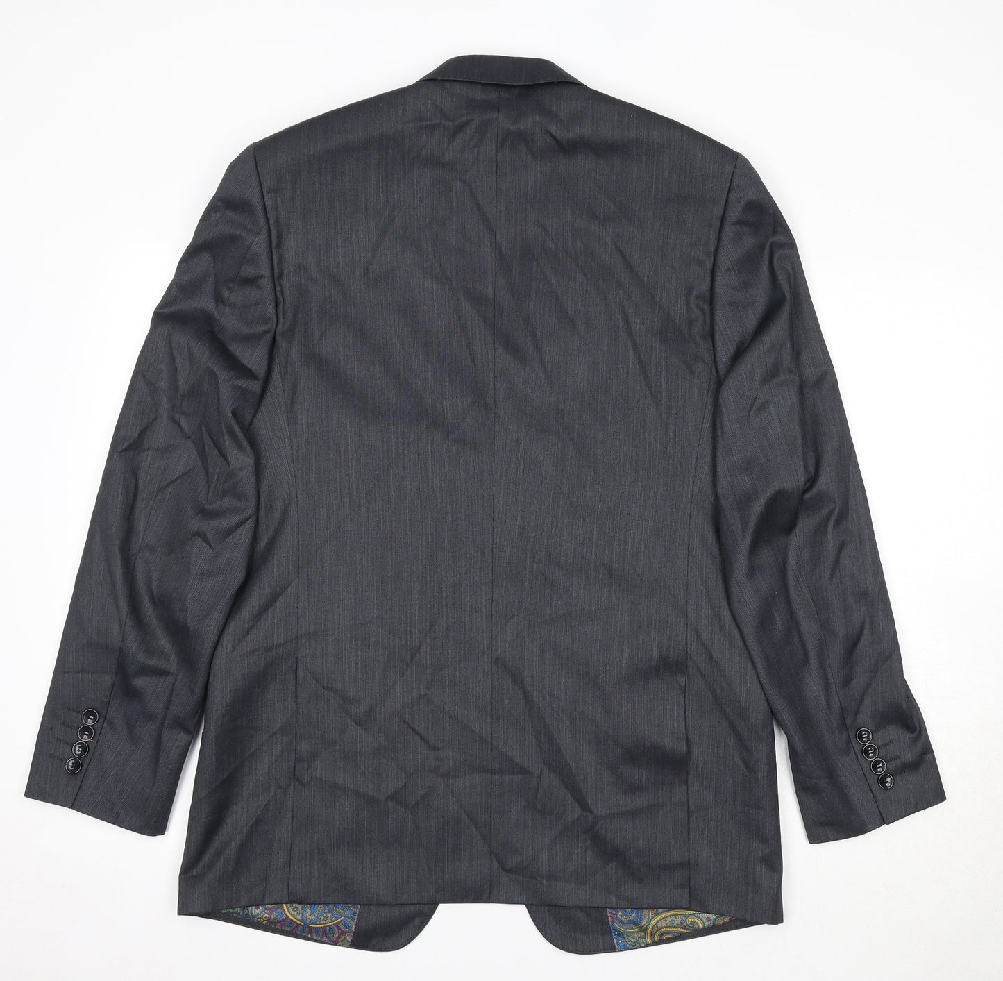 Pamoni Mens Grey Polyester Jacket Suit Jacket Size 40 Regular