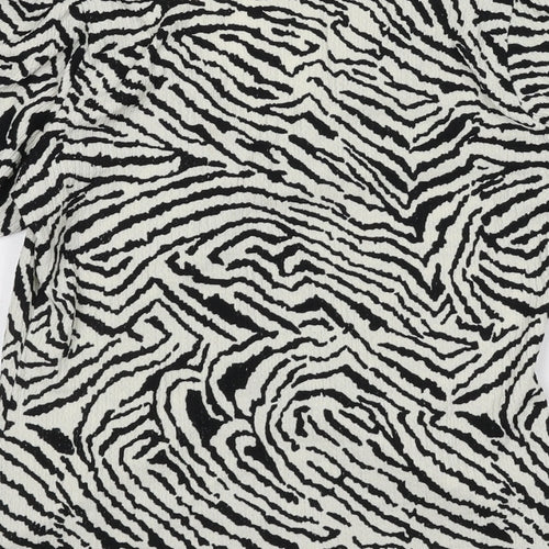 New Look Womens Black Animal Print Polyester Basic Blouse Size 10 Collared - Zebra Print