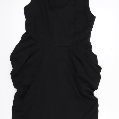 Soaked in Luxury Womens Black Polyester Shift Size M Round Neck Zip