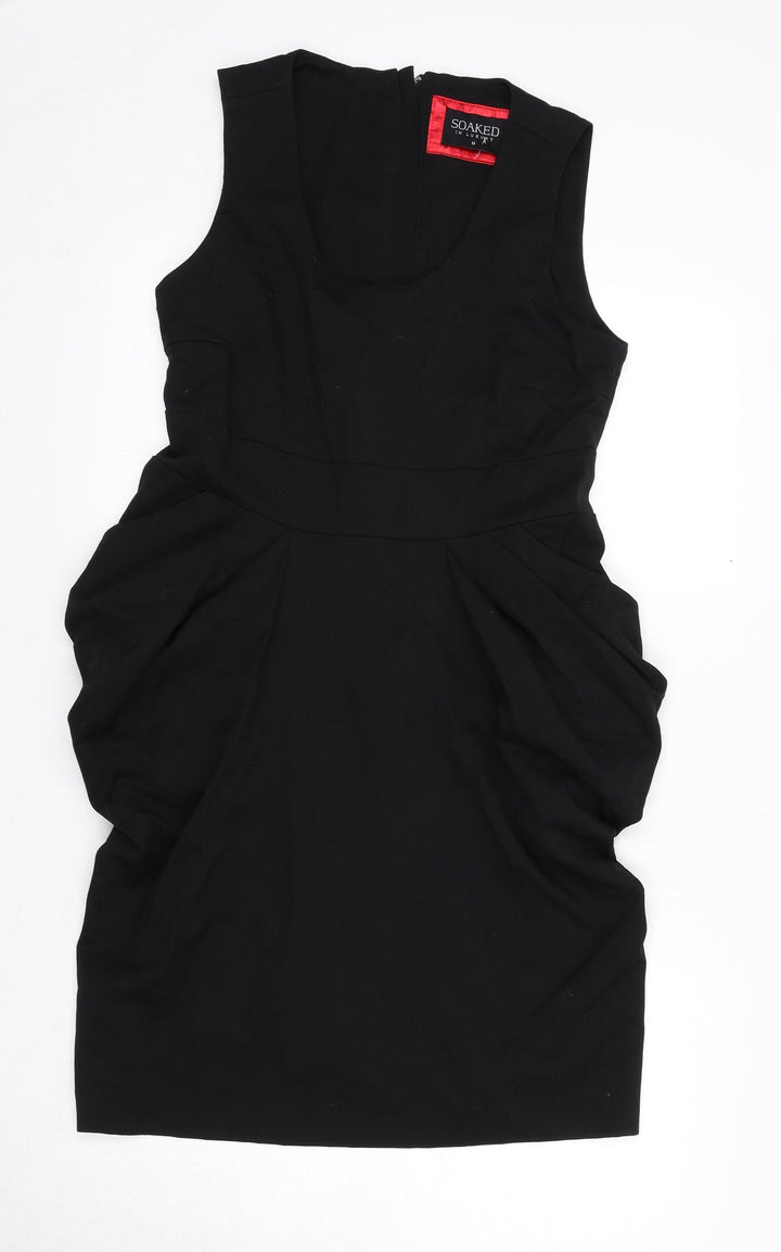 Soaked in Luxury Womens Black Polyester Shift Size M Round Neck Zip