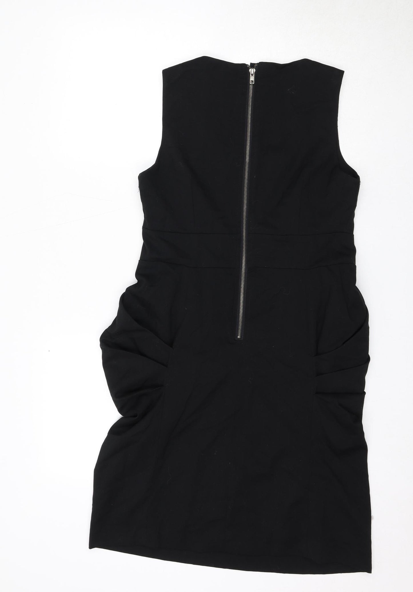 Soaked in Luxury Womens Black Polyester Shift Size M Round Neck Zip