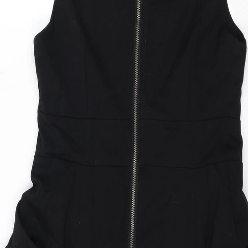 Soaked in Luxury Womens Black Polyester Shift Size M Round Neck Zip