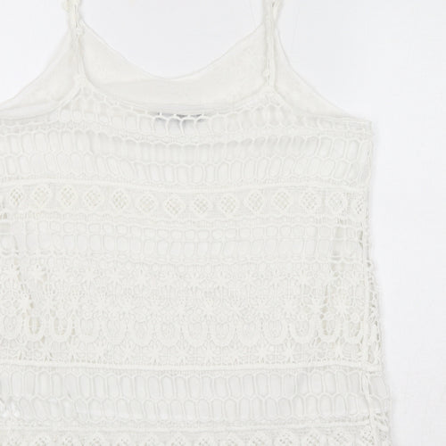 New Look Womens White Cotton Camisole Tank Size M Scoop Neck