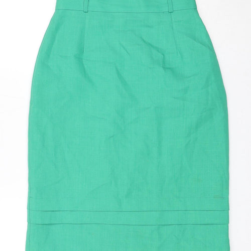 St Michael Womens Green Polyester A-Line Skirt Size 12 Zip