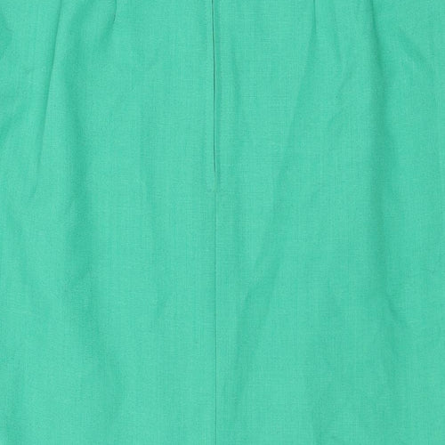 St Michael Womens Green Polyester A-Line Skirt Size 12 Zip