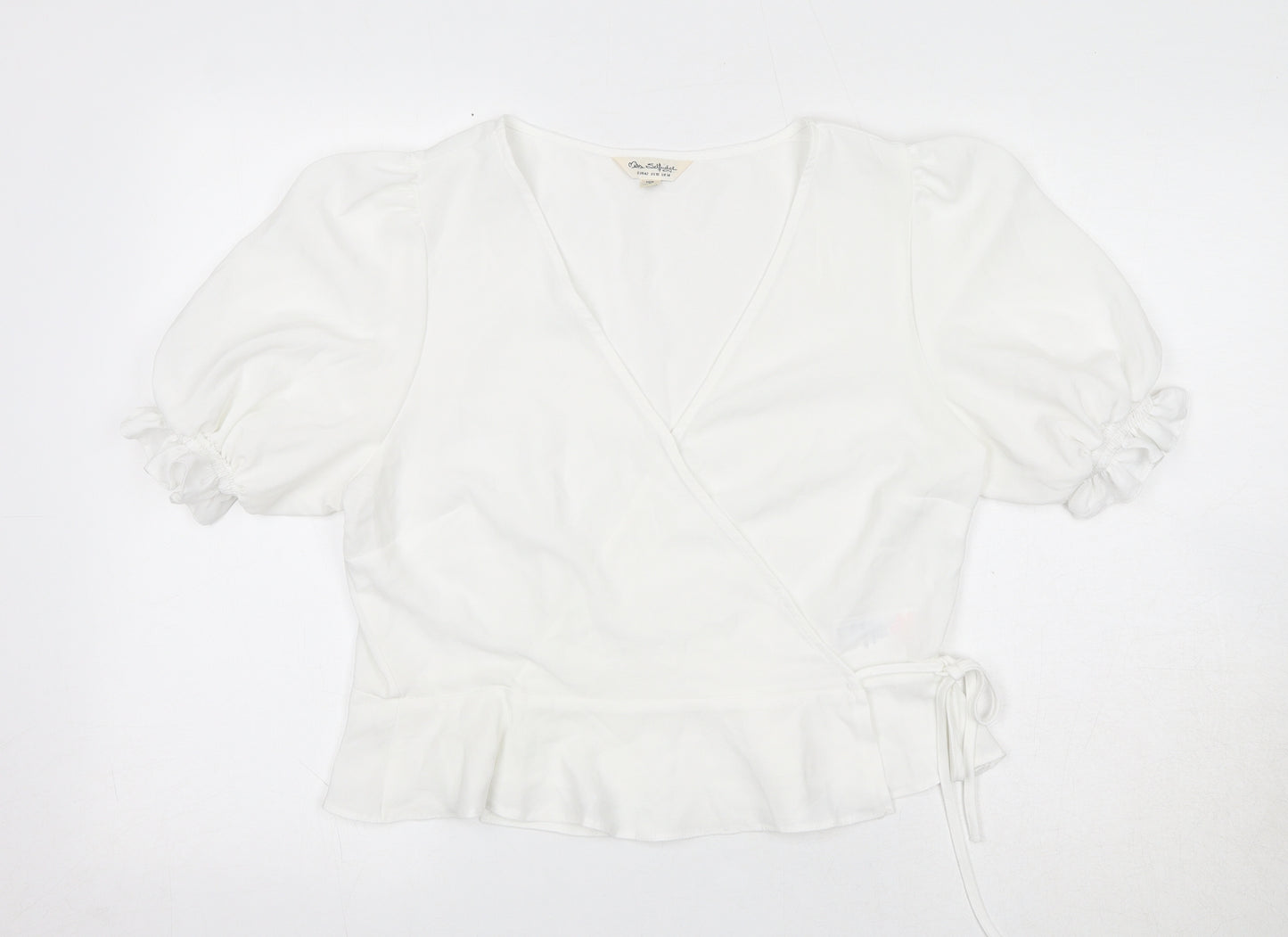 Miss Selfridge Womens White Polyester Wrap Blouse Size 14 V-Neck