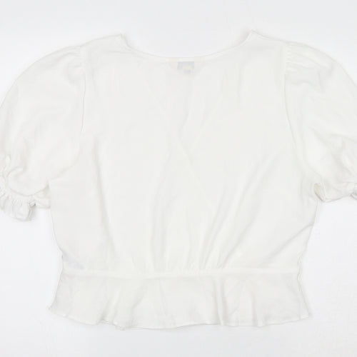 Miss Selfridge Womens White Polyester Wrap Blouse Size 14 V-Neck