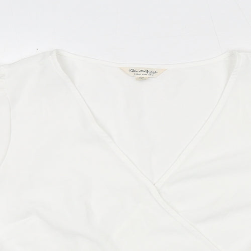 Miss Selfridge Womens White Polyester Wrap Blouse Size 14 V-Neck