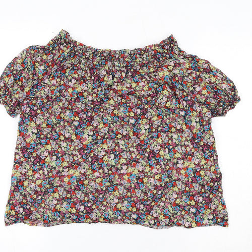 Hush Womens Multicoloured Floral Cotton Basic Blouse Size 12 Off the Shoulder