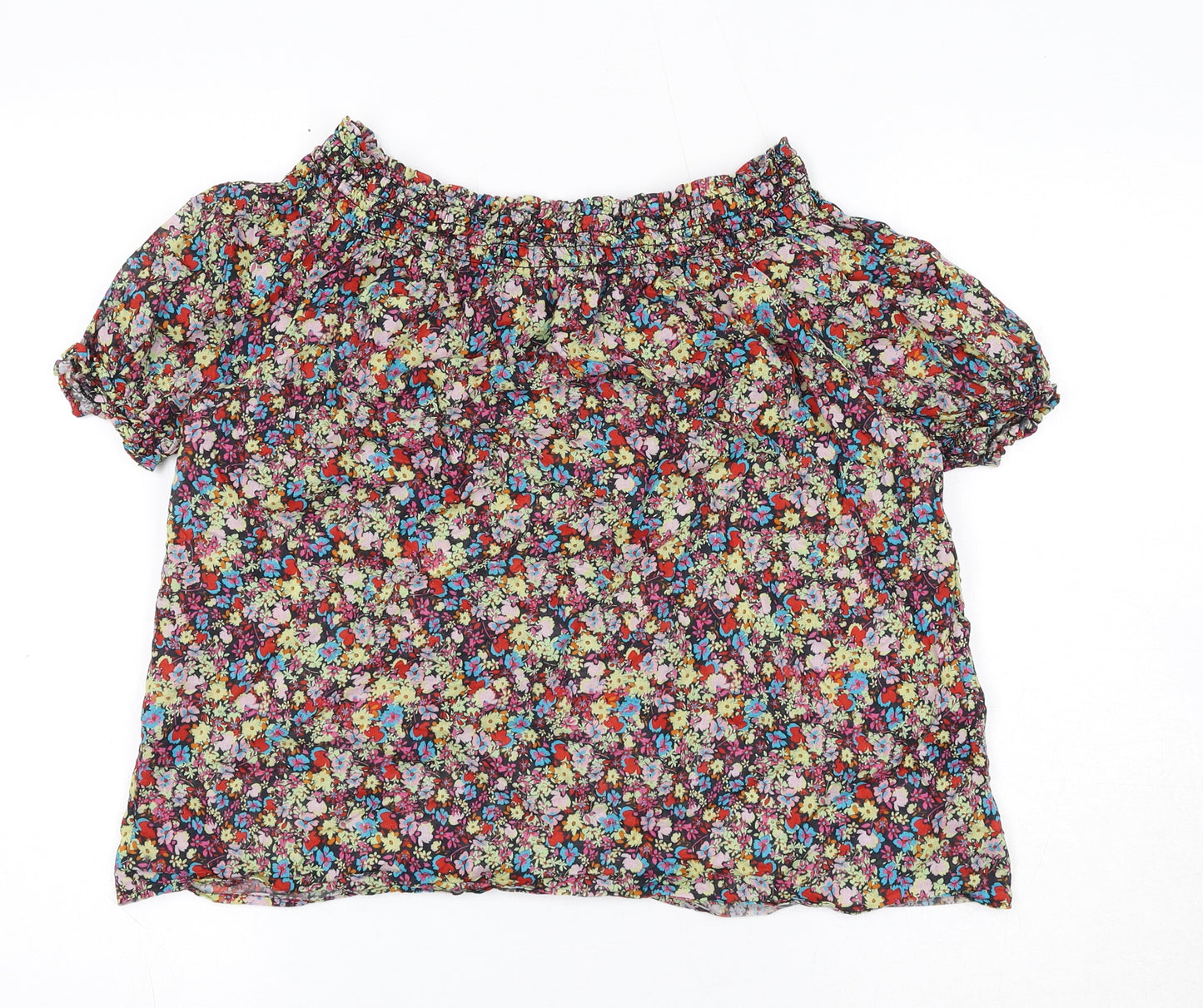 Hush Womens Multicoloured Floral Cotton Basic Blouse Size 12 Off the Shoulder