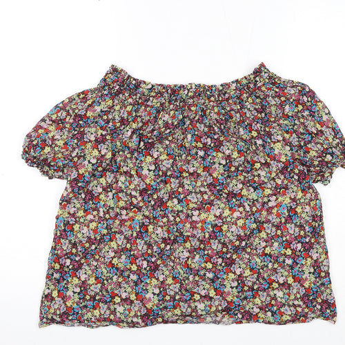 Hush Womens Multicoloured Floral Cotton Basic Blouse Size 12 Off the Shoulder