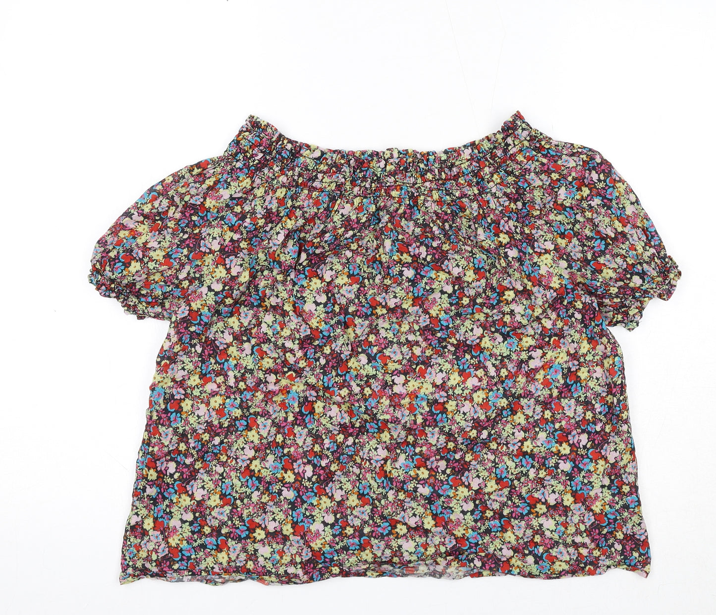 Hush Womens Multicoloured Floral Cotton Basic Blouse Size 12 Off the Shoulder