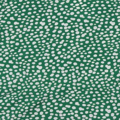 Monki Womens Green Animal Print Polyester Basic Blouse Size XS V-Neck - Spotted