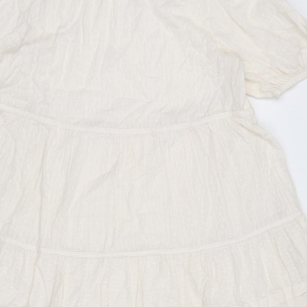 Marks and Spencer Womens Ivory Cotton A-Line Size 16 V-Neck Pullover