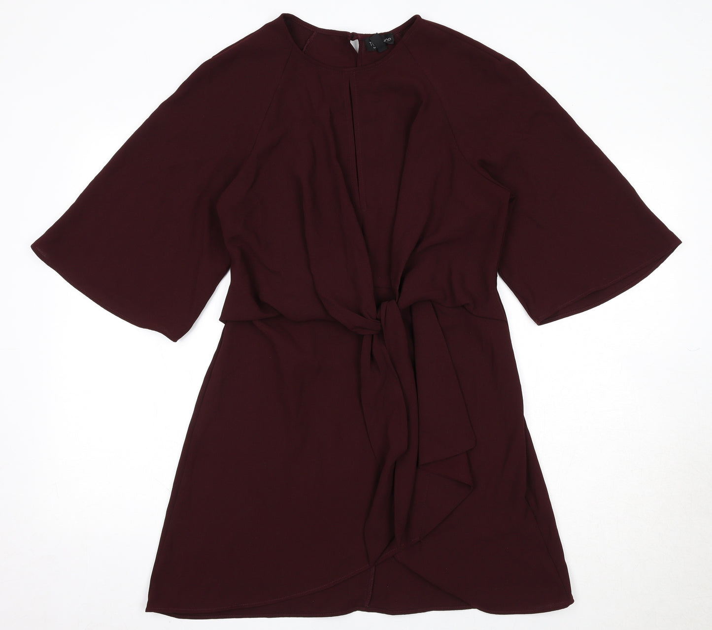 Topshop Womens Red Polyester A-Line Size 10 Round Neck Zip
