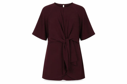 Front view of Topshop women’s red polyester a-line, size UK 10, round neck zip