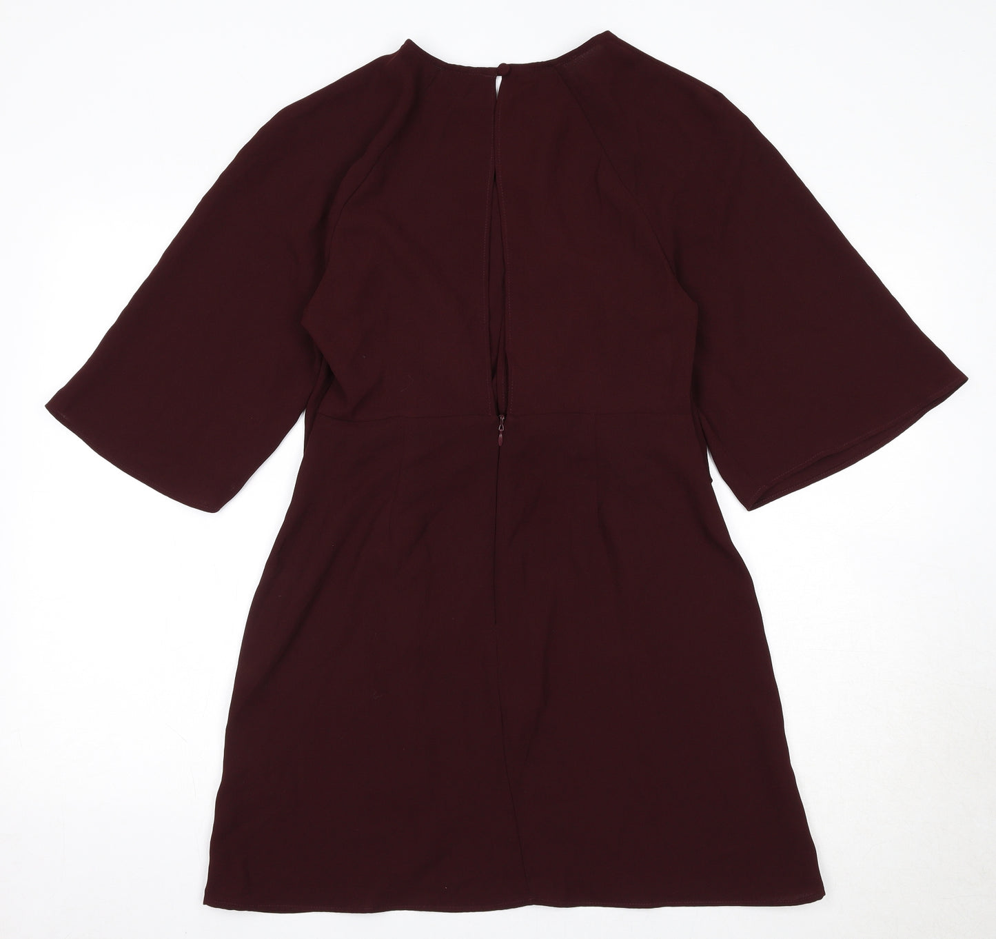 Topshop Womens Red Polyester A-Line Size 10 Round Neck Zip