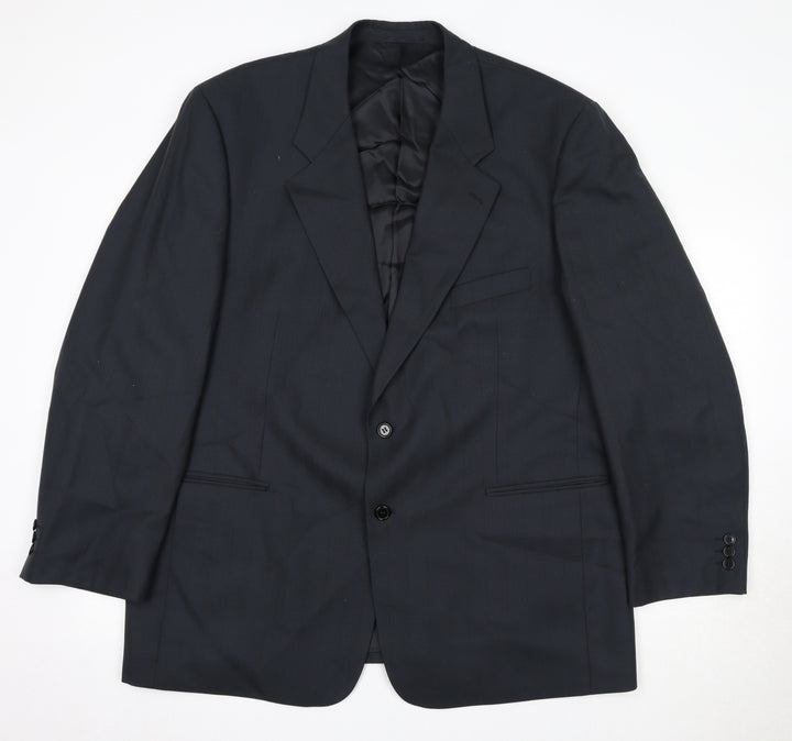 Wellington Mens Black Striped Wool Jacket Suit Jacket Size 48 Regular