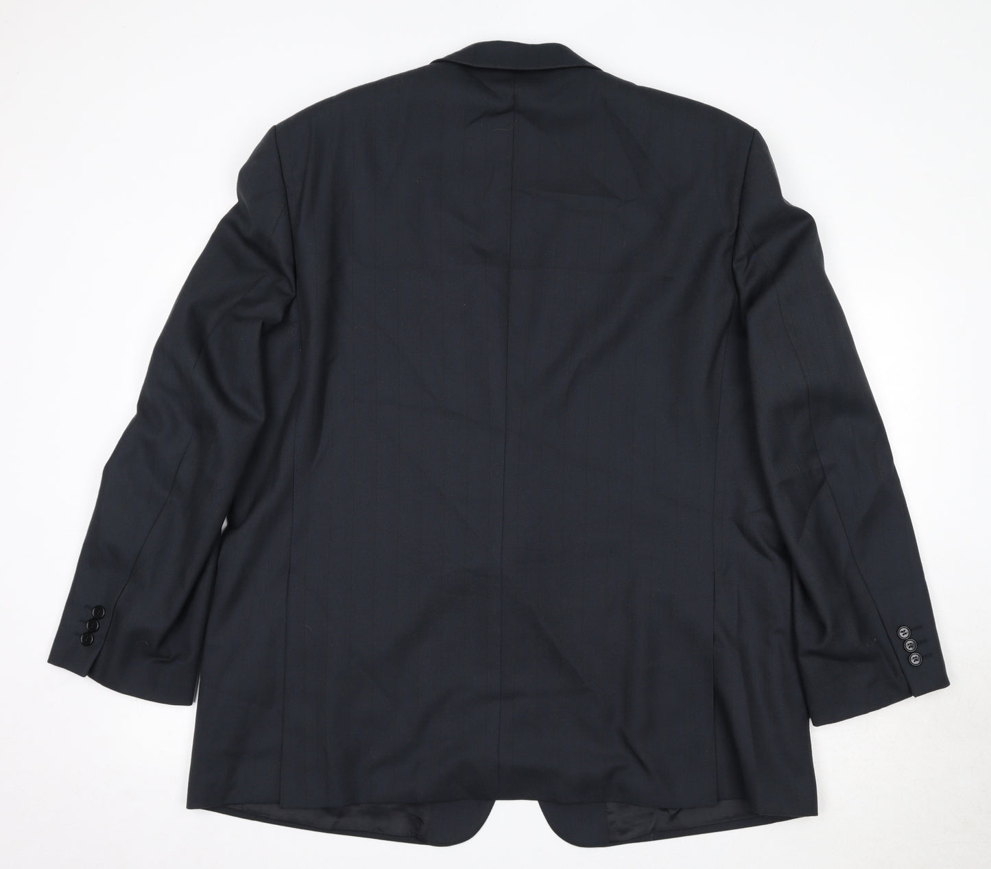 Wellington Mens Black Striped Wool Jacket Suit Jacket Size 48 Regular