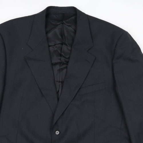 Wellington Mens Black Striped Wool Jacket Suit Jacket Size 48 Regular